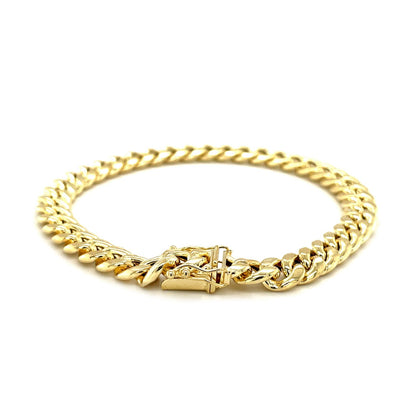 Pulsera semirrígida cubana Miami de oro amarillo de 14k y 7,5 mm