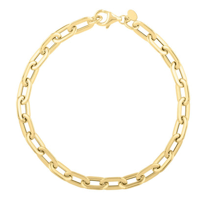 Pulsera de cadena de clip de oro amarillo de 14k ovalado abovedado (5.30 mm)
