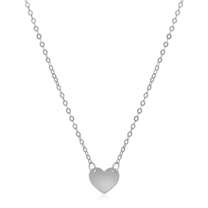 Collar mini corazón pulido de oro blanco de 14k