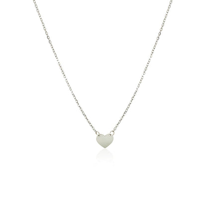 Collar mini corazón pulido de oro blanco de 14k
