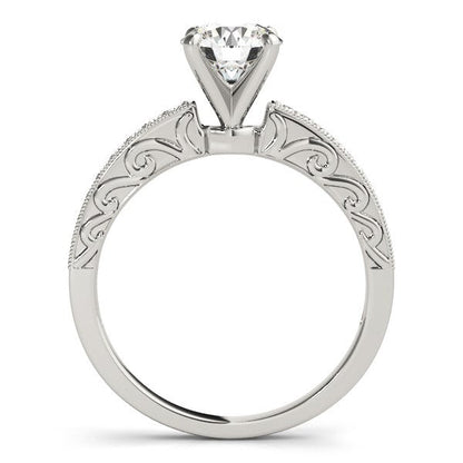 Anillo de compromiso de diamante de estilo antiguo de oro blanco de 14k (1 1/8 cttw)