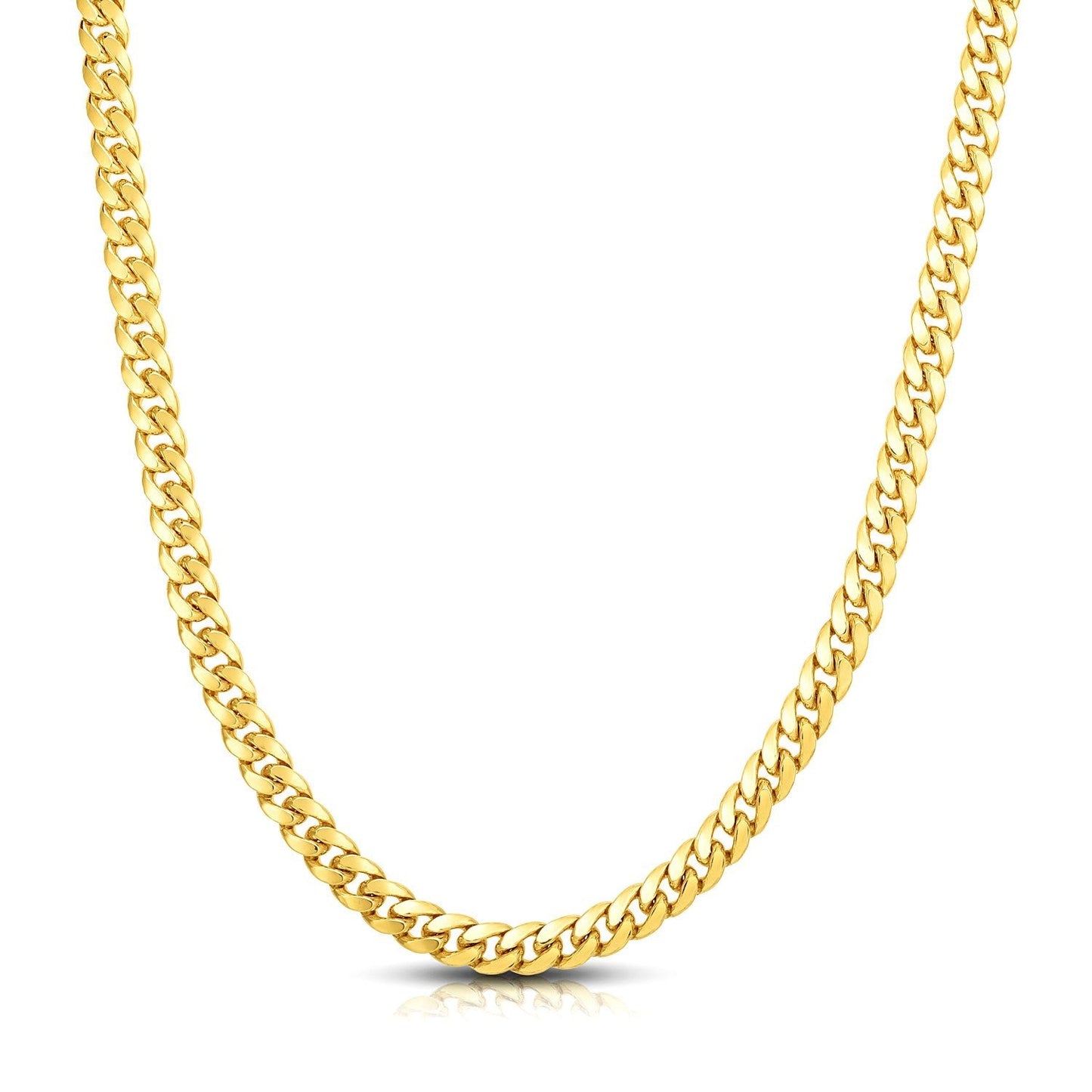 Cadena de oro amarillo macizo de 10k Miami Cuban clásica de 7.1mm