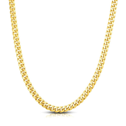 Cadena de oro amarillo macizo de 10k Miami Cuban clásica de 7.1mm