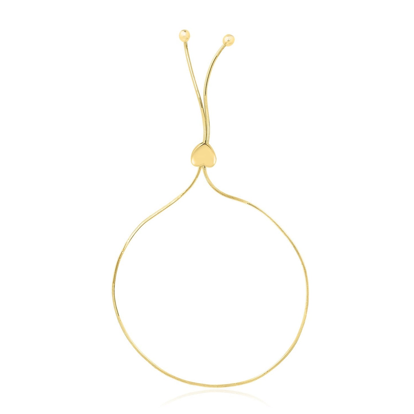 Pulsera de Oro Amarillo de 14k Ajustable Estilo Lariat con Motivo de Corazón