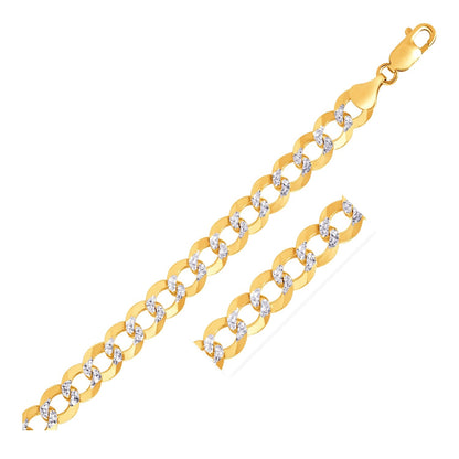 Pulsera de eslabones de 10 mm en oro bicolor de 14k con pavé