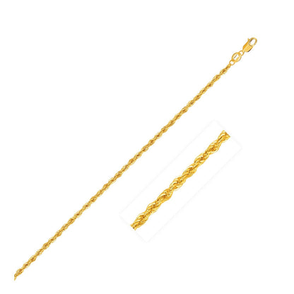 Cadena de oro amarillo de 10k tipo cuerda ligera (1.50 mm)