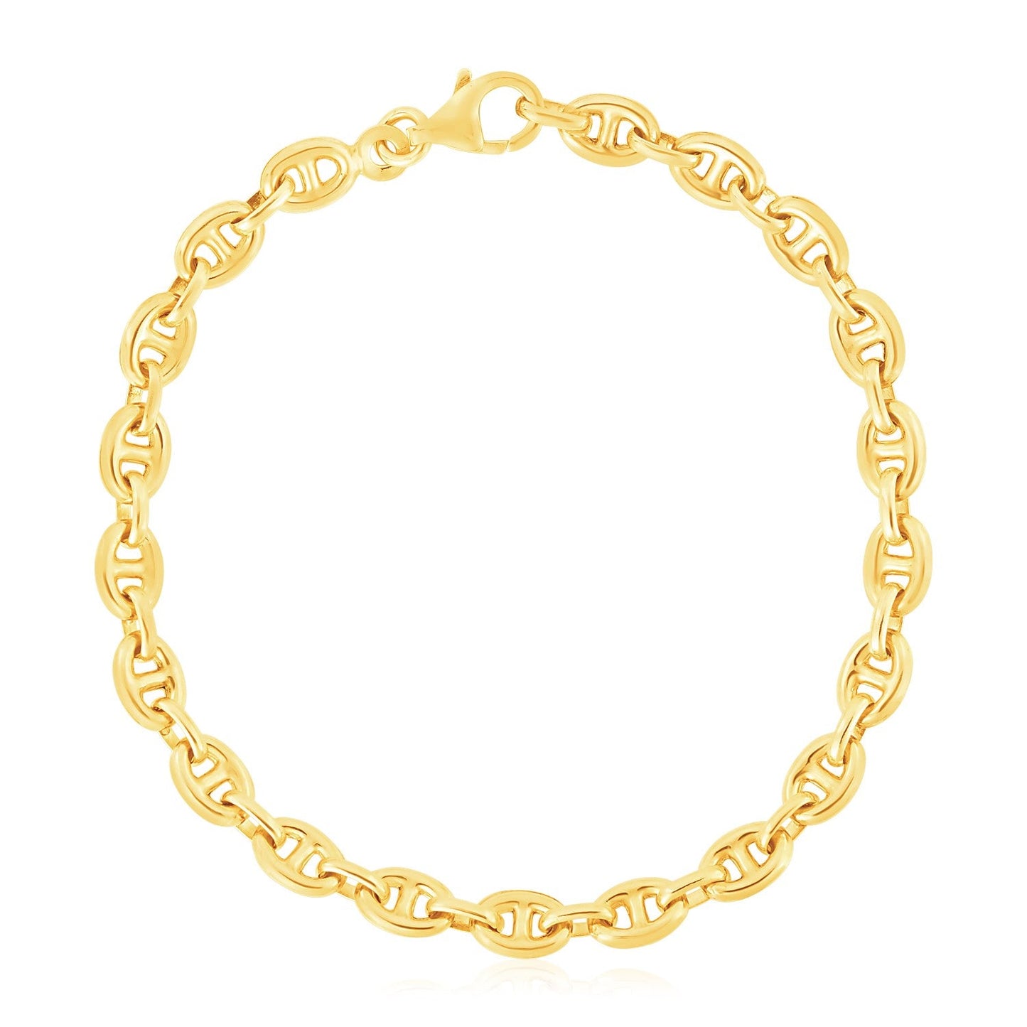 Pulsera de eslabones mariner de oro amarillo de 14k de alto brillo (5.4mm)