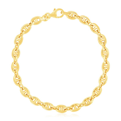 Pulsera de eslabones mariner de oro amarillo de 14k de alto brillo (5.4mm)