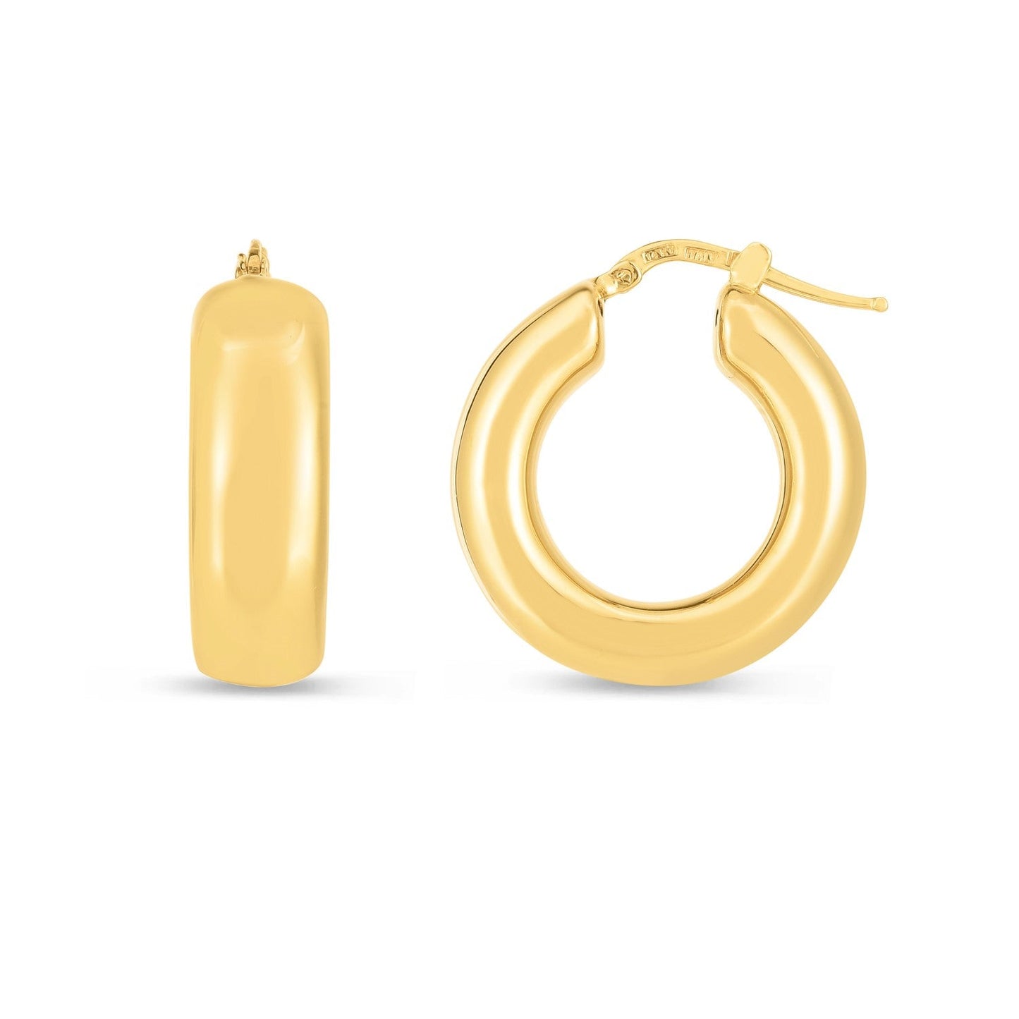 Pendientes de aro medianos inflados de oro amarillo de 14k
