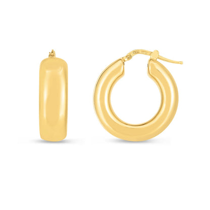 Pendientes de aro medianos inflados de oro amarillo de 14k