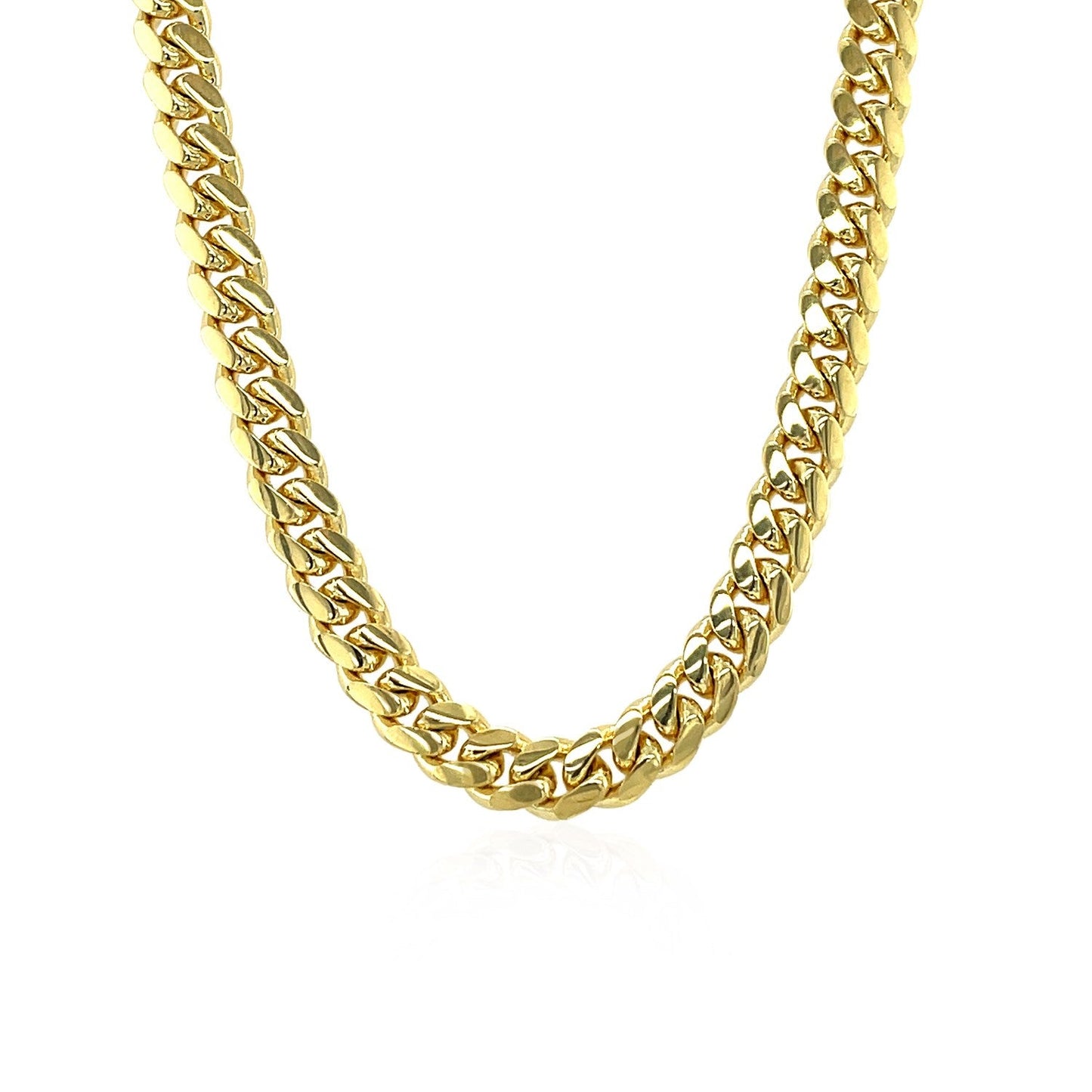 Cadena Cubana Clásica Sólida de Oro Amarillo de 14k y 5.0mm