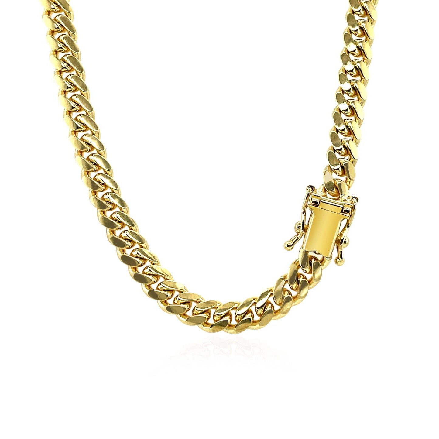 Cadena Cubana Clásica Sólida de Oro Amarillo de 14k y 5.0mm