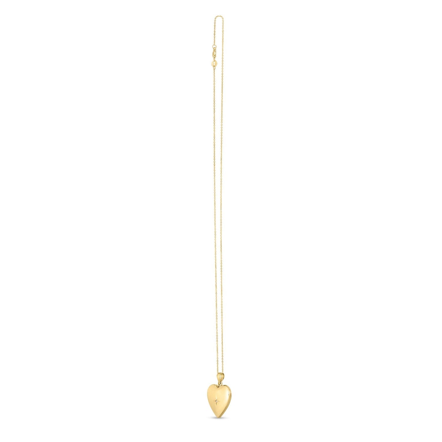 Collar con medallón de oro amarillo de 14k y diamantes con forma de corazón