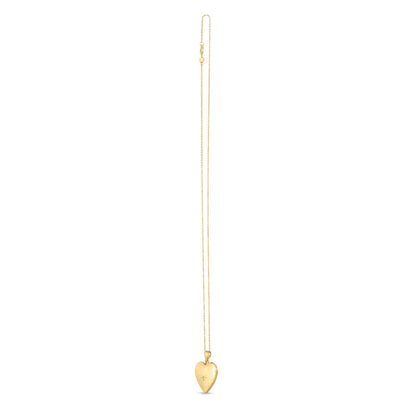 Collar con medallón de oro amarillo de 14k y diamantes con forma de corazón