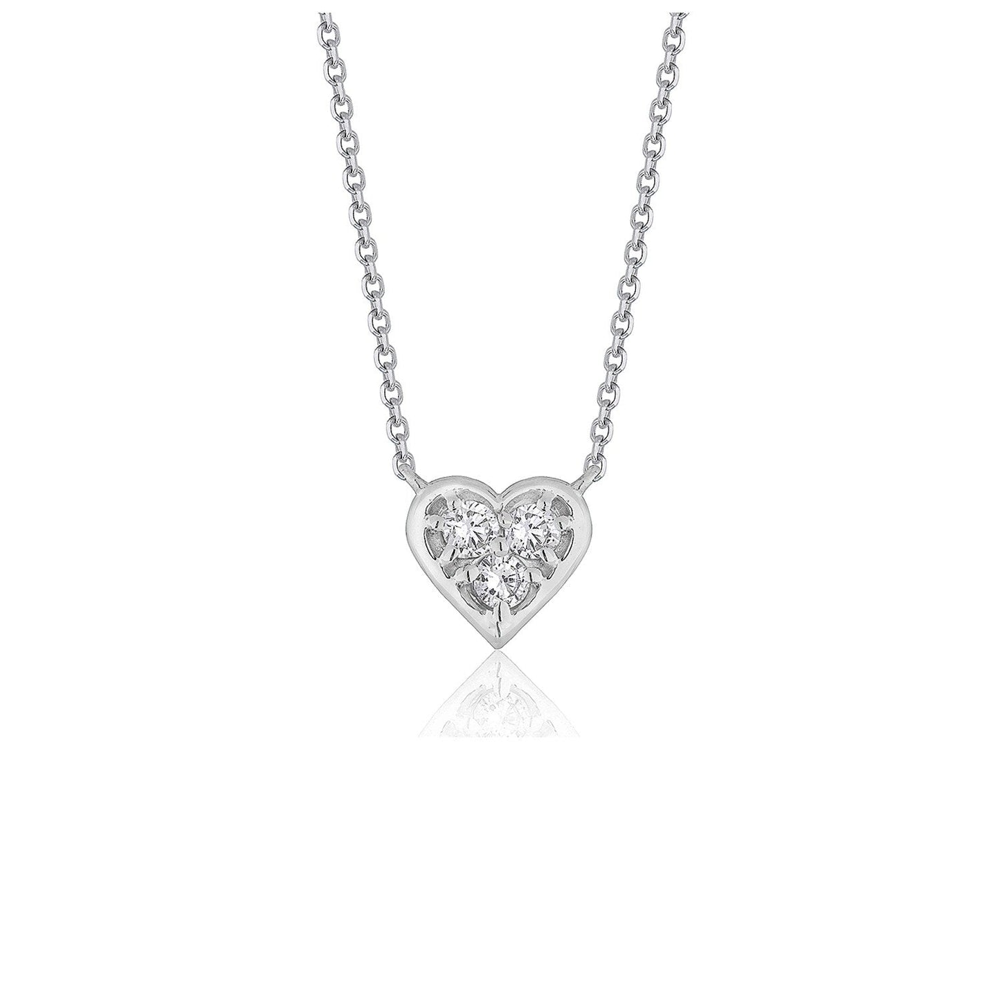 Colgante de oro blanco de 14k con diseño de corazón de diamante