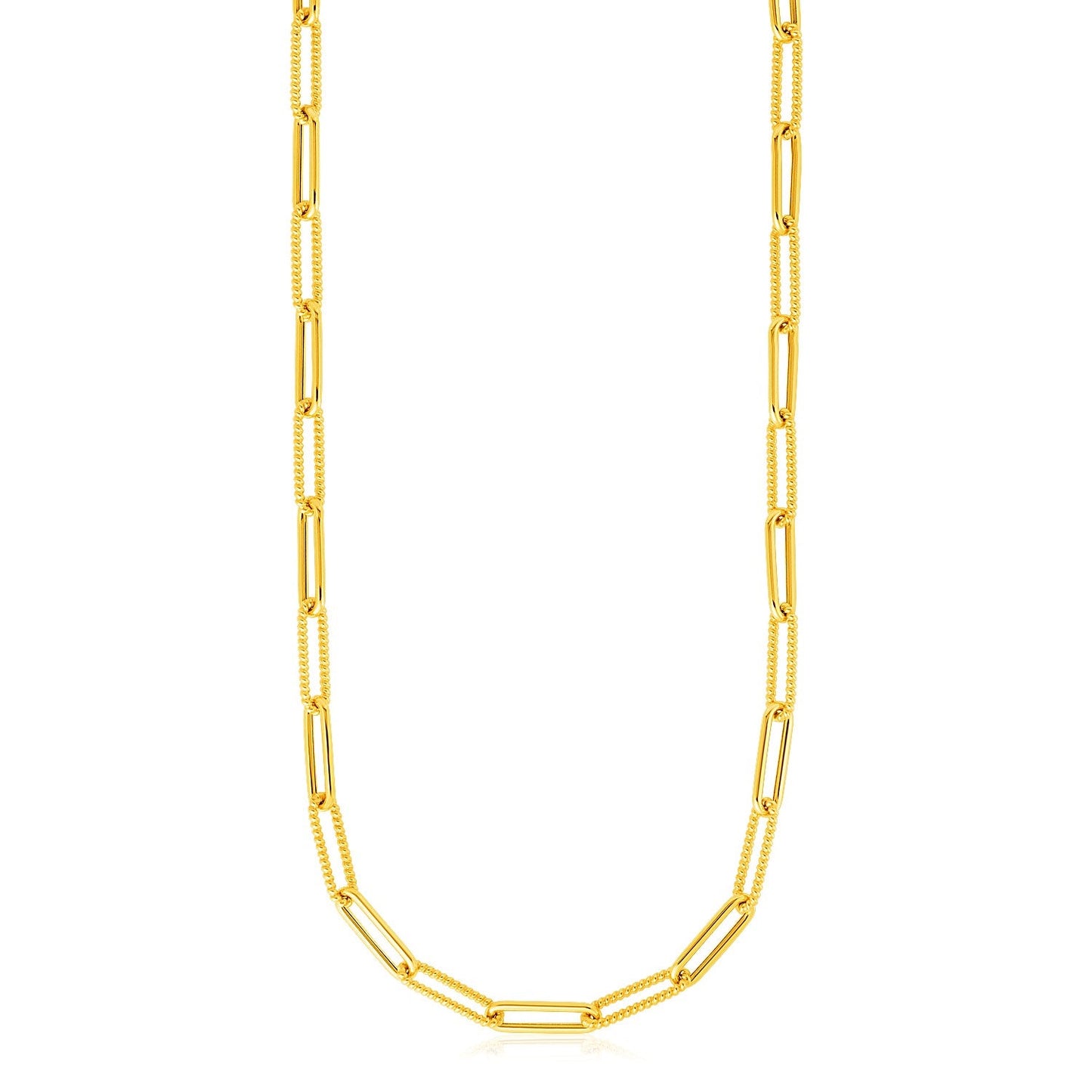 Cadena de eslabones ovalados texturizada de oro amarillo de 14k (3.5mm)