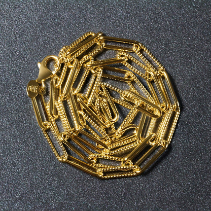 Cadena de eslabones ovalados texturizada de oro amarillo de 14k (3.5mm)