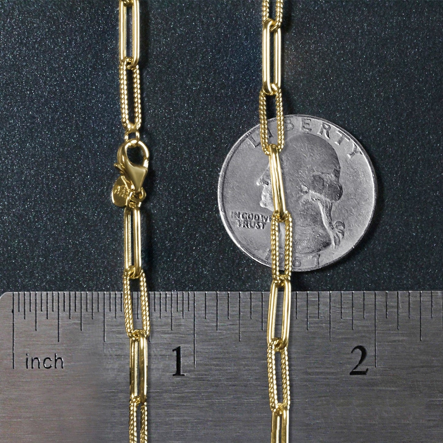 Cadena de eslabones ovalados texturizada de oro amarillo de 14k (3.5mm)