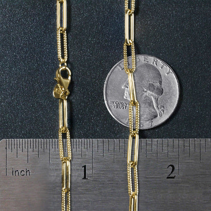 Cadena de eslabones ovalados texturizada de oro amarillo de 14k (3.5mm)