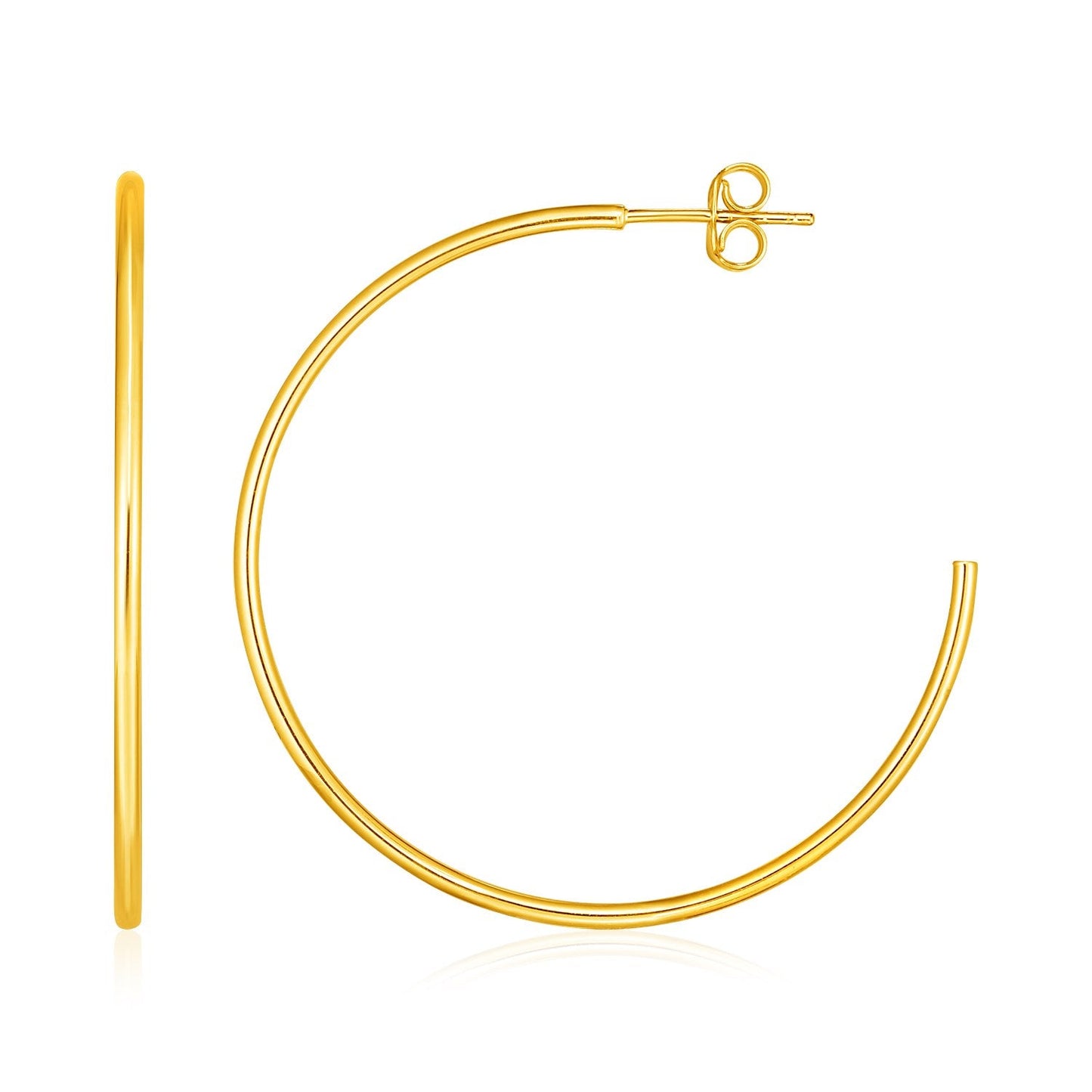 Pendientes de aro pulidos de oro amarillo de 14k
