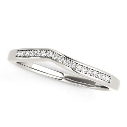 Anillo de boda de oro blanco de 14k con diseño moderno curvo y diamantes (1/10 cttw)