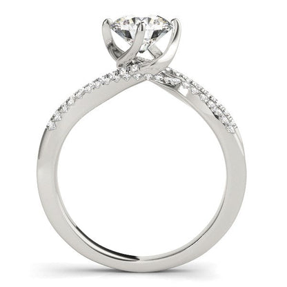 Anillo de compromiso de oro blanco de 14 quilates con diseño de espiral y diamantes en puntas (1 1/8 quilates en total)