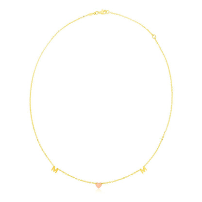 Collar de mamá en oro amarillo y rosa de 14k