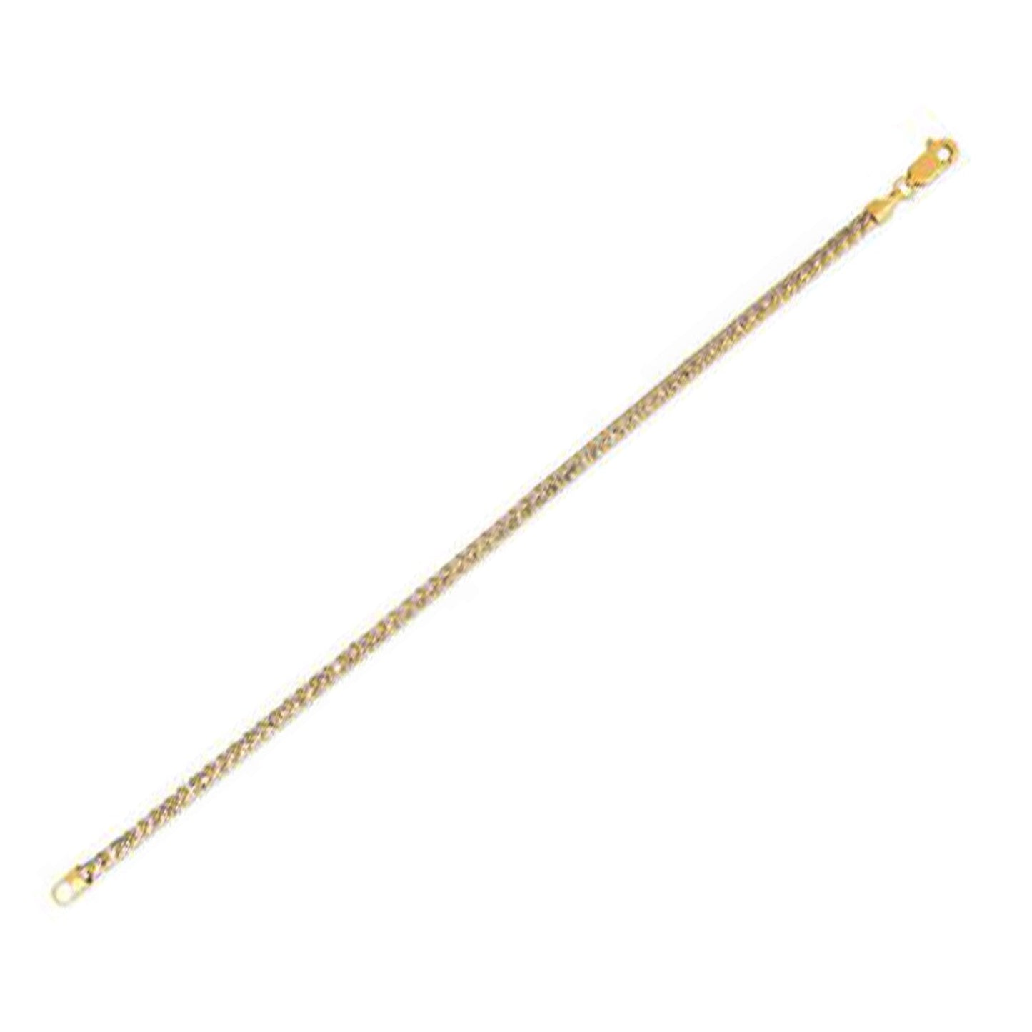 Pulsera de cadena Franco con pavé redondo en oro amarillo de 14k (3.15 mm)