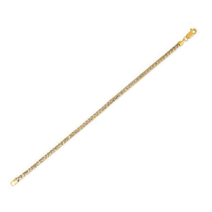Pulsera de cadena Franco con pavé redondo en oro amarillo de 14k (3.15 mm)