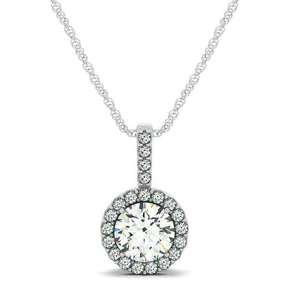 Colgante redondo estilo halo de diamantes de oro blanco de 14 quilates (5/8 quilates en total)