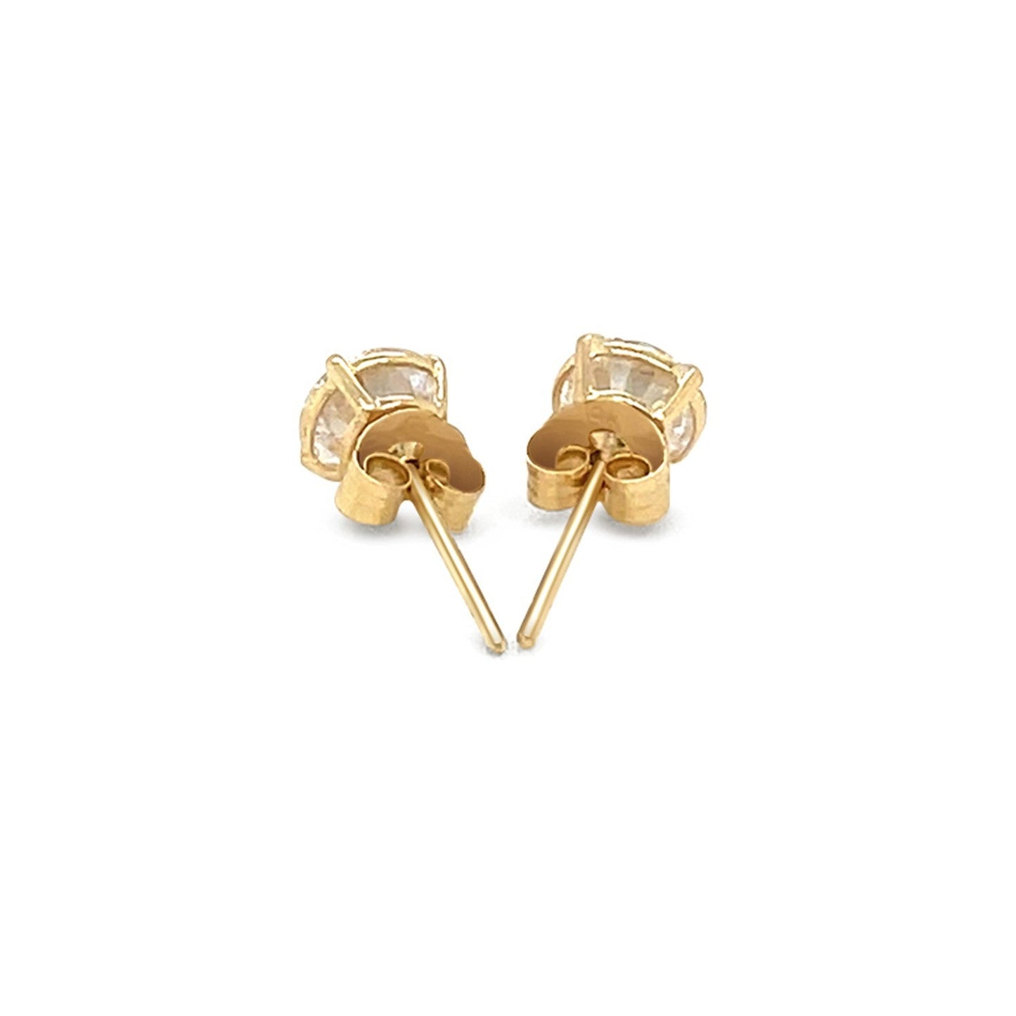 Pendientes de oro amarillo de 14k con circonita cúbica facetada de tonalidad blanca
