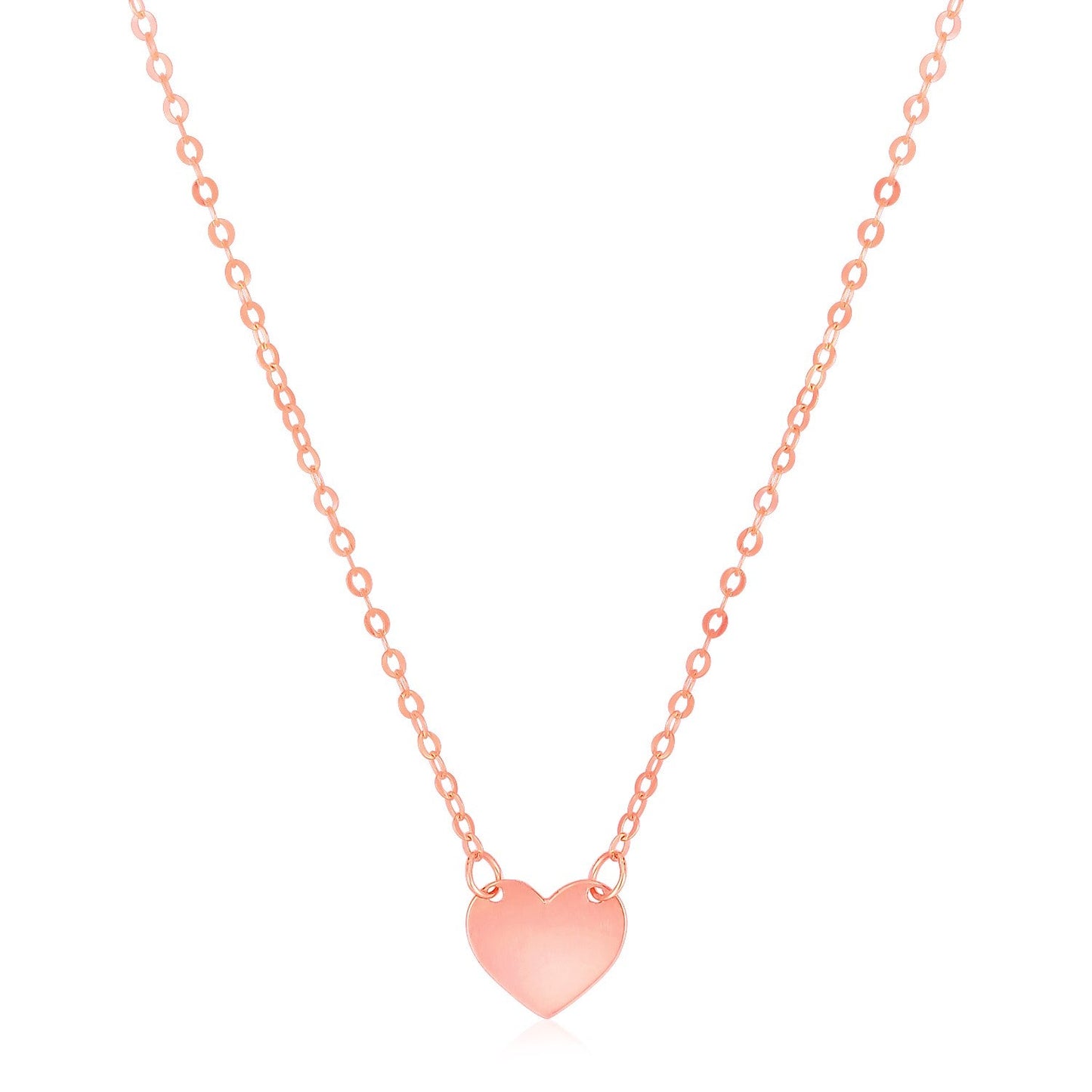 Collar Mini Corazón Pulido Oro Rosa 14k