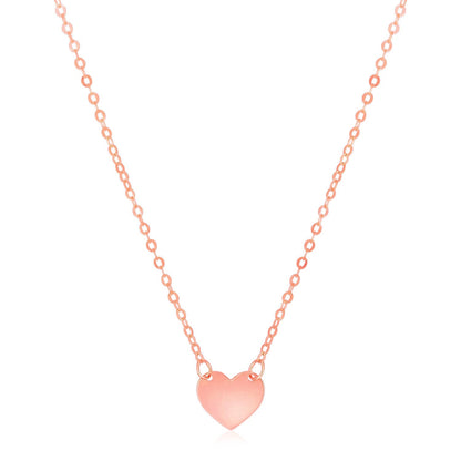 Collar Mini Corazón Pulido Oro Rosa 14k