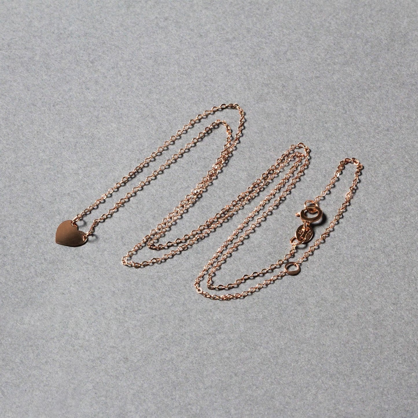 Collar Mini Corazón Pulido Oro Rosa 14k