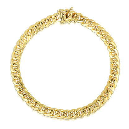Pulsera semirrígida cubana de oro amarillo de 10k (10.70 mm)
