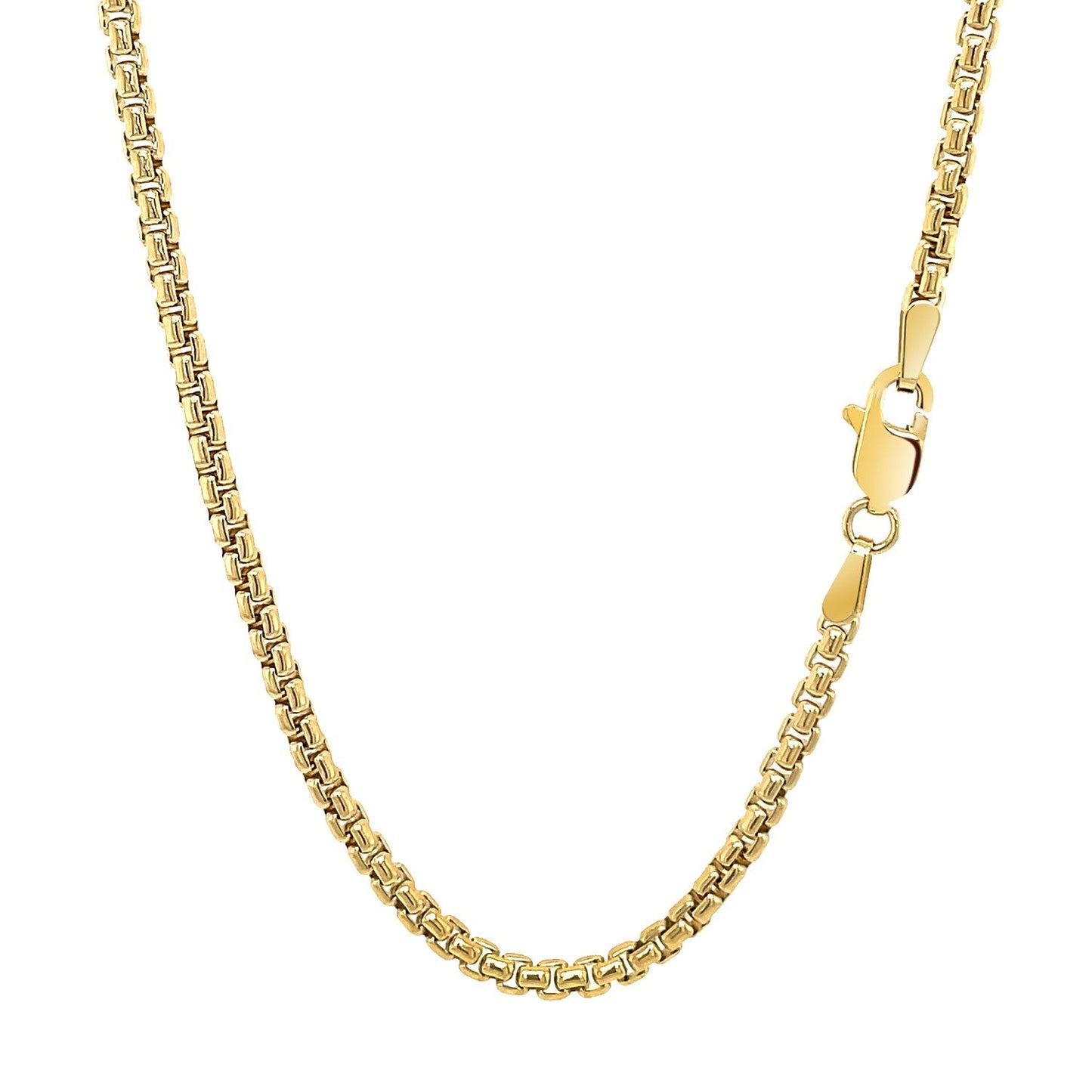Cadena redonda sólida de oro amarillo de 14k de 2.5 mm
