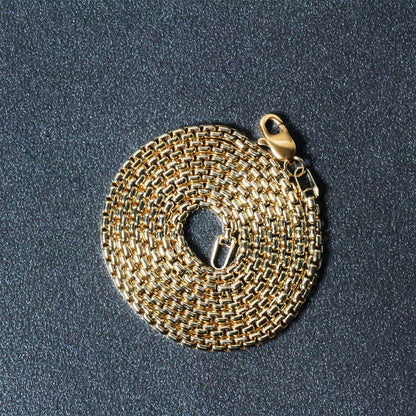 Cadena redonda sólida de oro amarillo de 14k de 2.5 mm