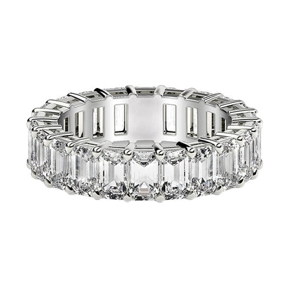 Anillo de la eternidad con diamantes de talla esmeralda cultivados en laboratorio en oro blanco de 14k (4 quilates totales FG/VS2)
