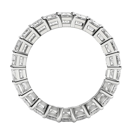 Anillo de la eternidad con diamantes de talla esmeralda cultivados en laboratorio en oro blanco de 14k (4 quilates totales FG/VS2)