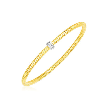 Pulsera extensible de oro amarillo de 14k con diamantes