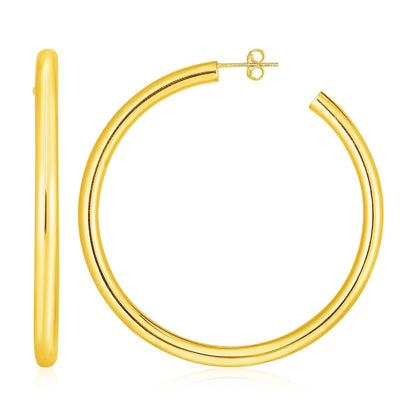 Pendientes de aro pulidos de oro amarillo de 14k