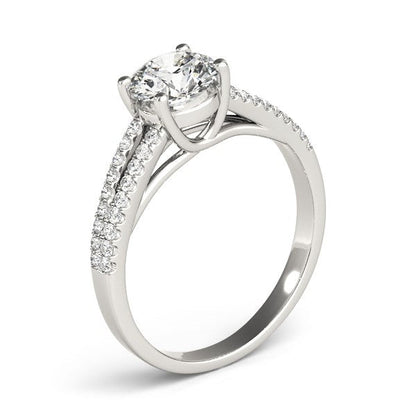 Anillo de compromiso con diamante redondo de oro blanco de 14k y brazo dividido (1 1/8 ct. p.t.)