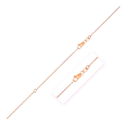 Cadena de cable ajustable de oro rosa de 14k (1.10 mm)