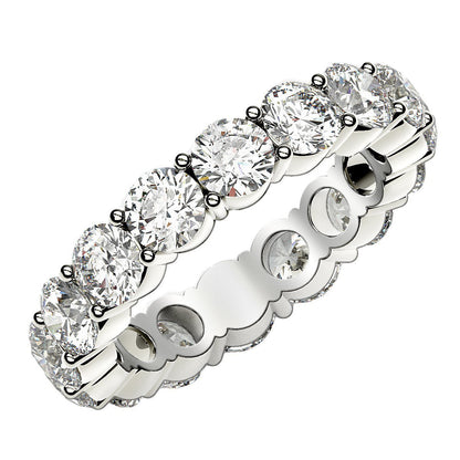 Anillo de eternidad de diamantes redondos cultivados en laboratorio de oro blanco de 14k (4 ct de peso total FG/VS2)