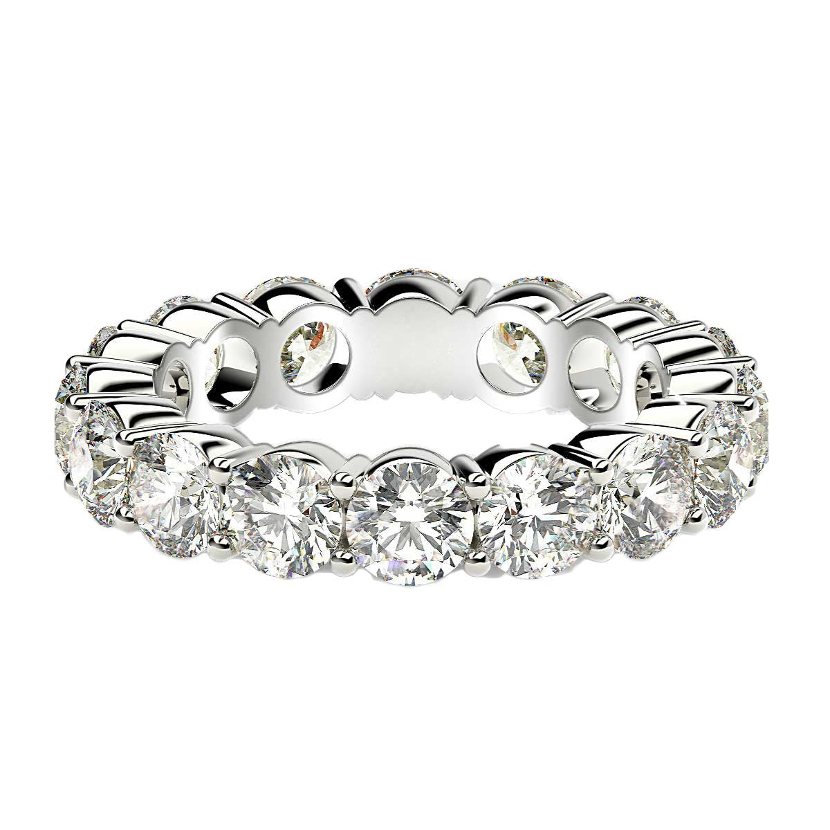 Anillo de eternidad de diamantes redondos cultivados en laboratorio de oro blanco de 14k (4 ct de peso total FG/VS2)