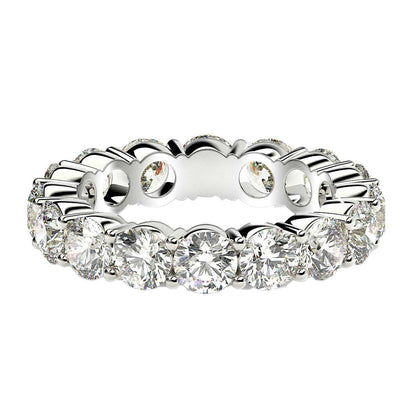 Anillo de eternidad de diamantes redondos cultivados en laboratorio de oro blanco de 14k (4 ct de peso total FG/VS2)
