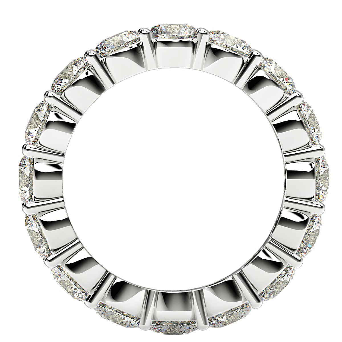 Anillo de eternidad de diamantes redondos cultivados en laboratorio de oro blanco de 14k (4 ct de peso total FG/VS2)