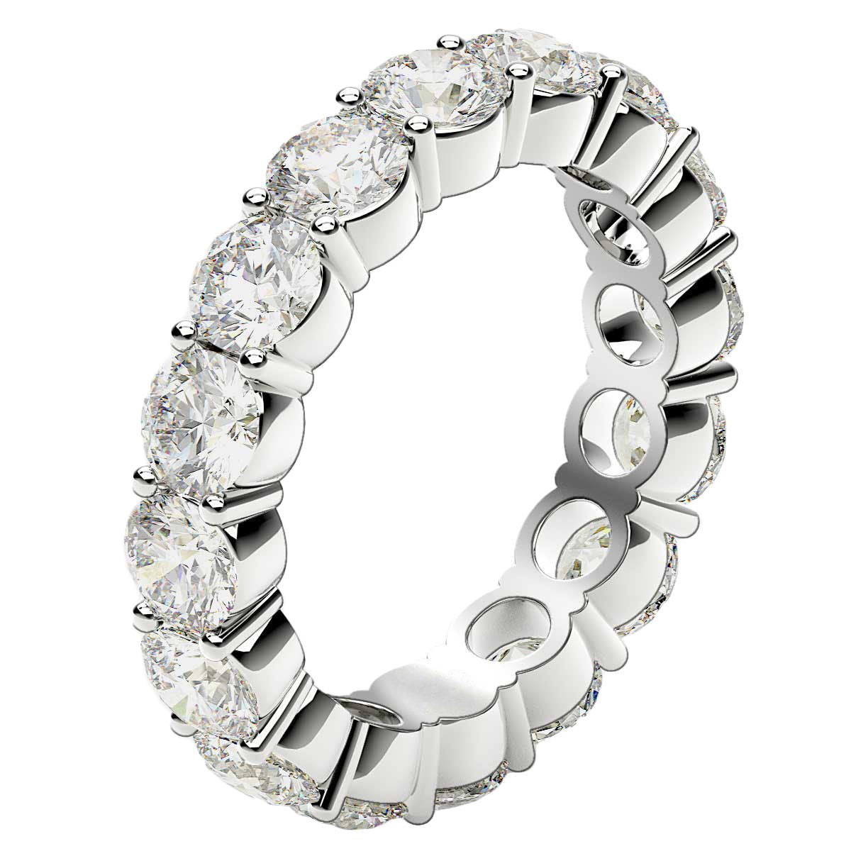 Anillo de eternidad de diamantes redondos cultivados en laboratorio de oro blanco de 14k (4 ct de peso total FG/VS2)