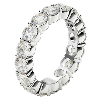 Anillo de eternidad de diamantes redondos cultivados en laboratorio de oro blanco de 14k (4 ct de peso total FG/VS2)