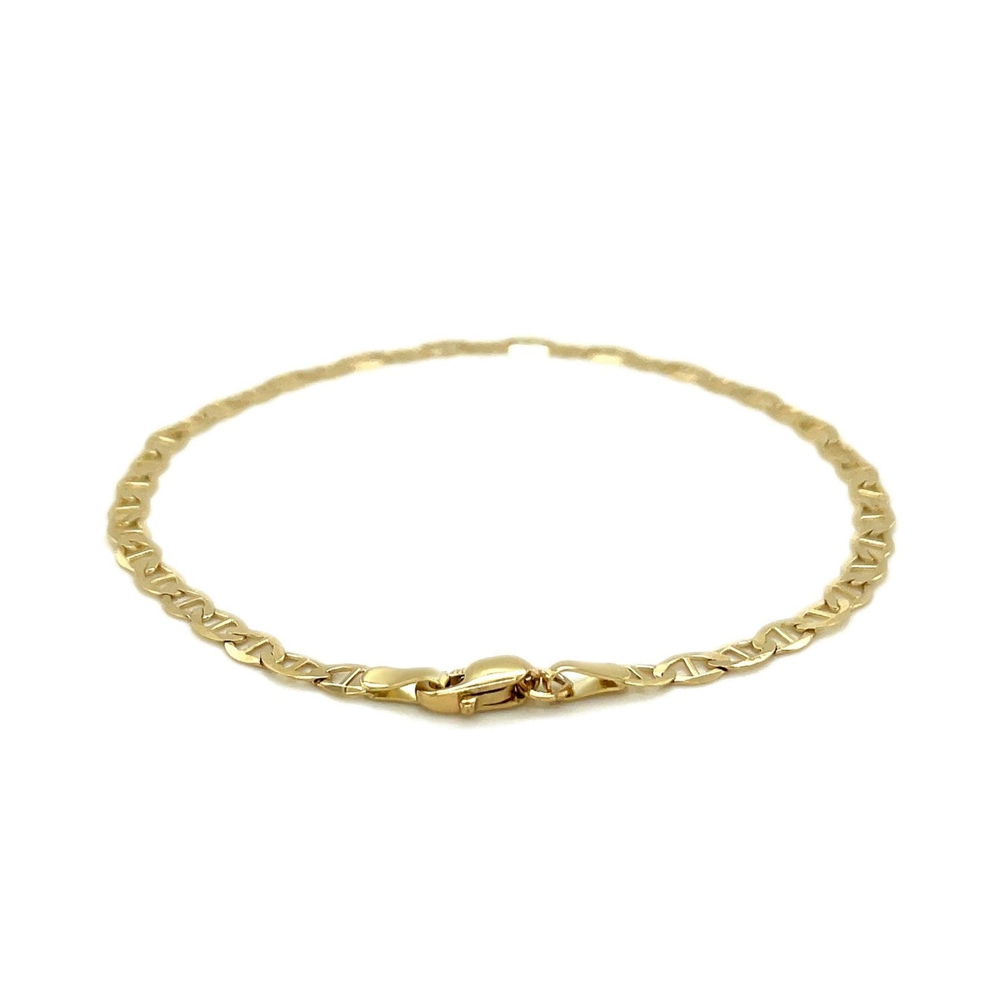 Tobillera de eslabones marineros de oro amarillo de 10 quilates y 3,2 mm